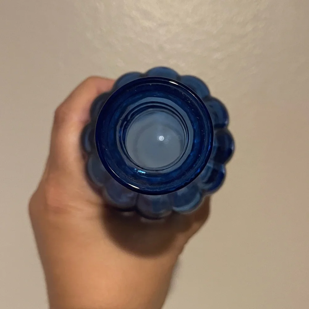 Vintage Small Blue Glass Bottle Vase